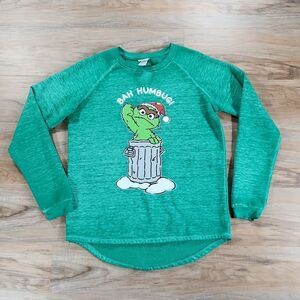 💚Sesame Street Green Oscar the Grouch Soft Lightweight Sweatshirt Large